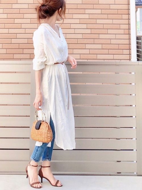 藍白穿搭　優雅 